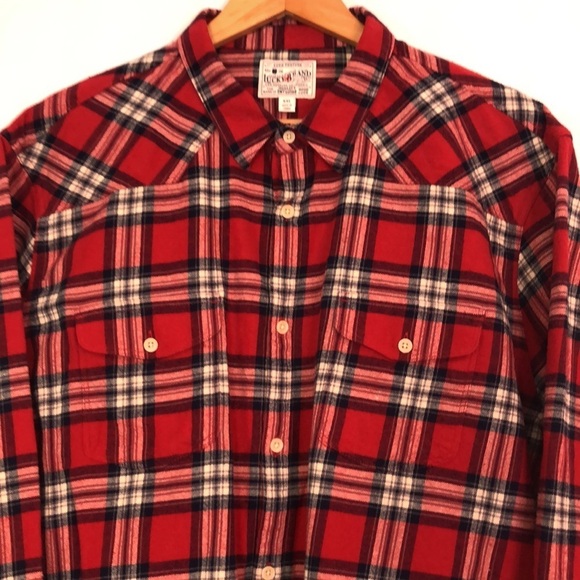 Lucky Brand Mens Red Plaid Flannel Button Up Outdoor Western Size XXL - Picture 3 of 11